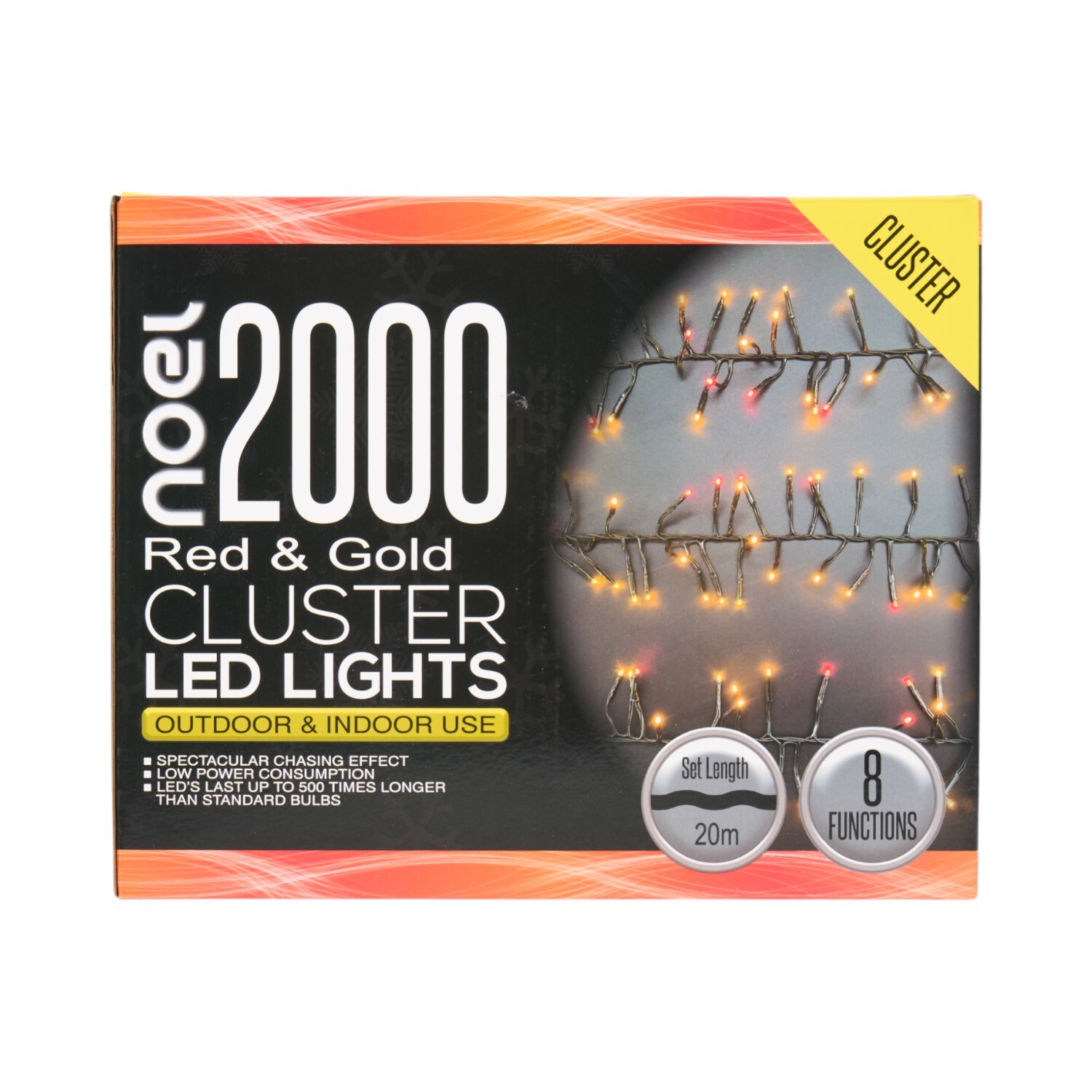 Cluster LED Light Chain Red and Gold 2000 Image 2