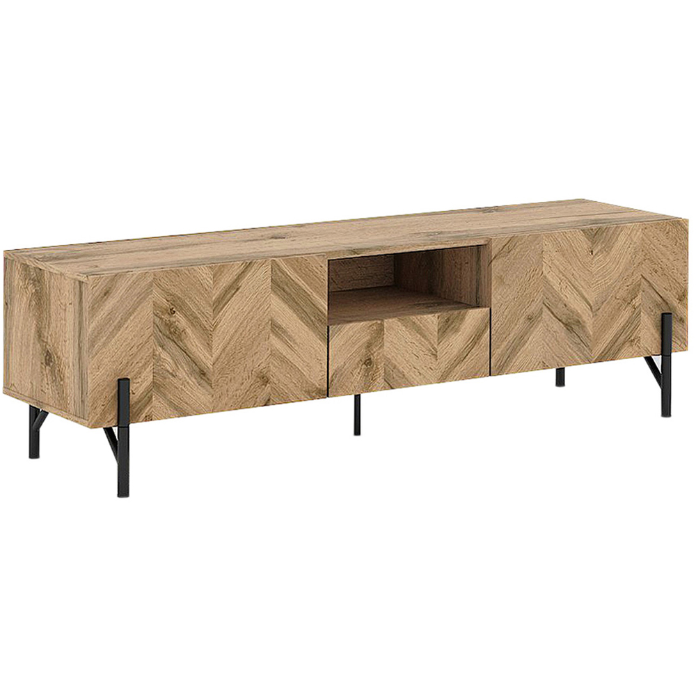 Kudl L37 2 Door Single Shelf Walton Oak TV Unit Image 2