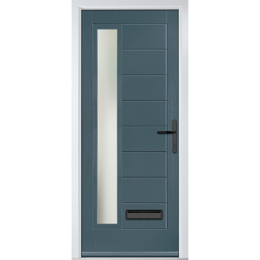 Crystal-Direct Monza Slate Grey GRP Clear Glass Left Hand Open Front Door 890 x 2090mm Image 1