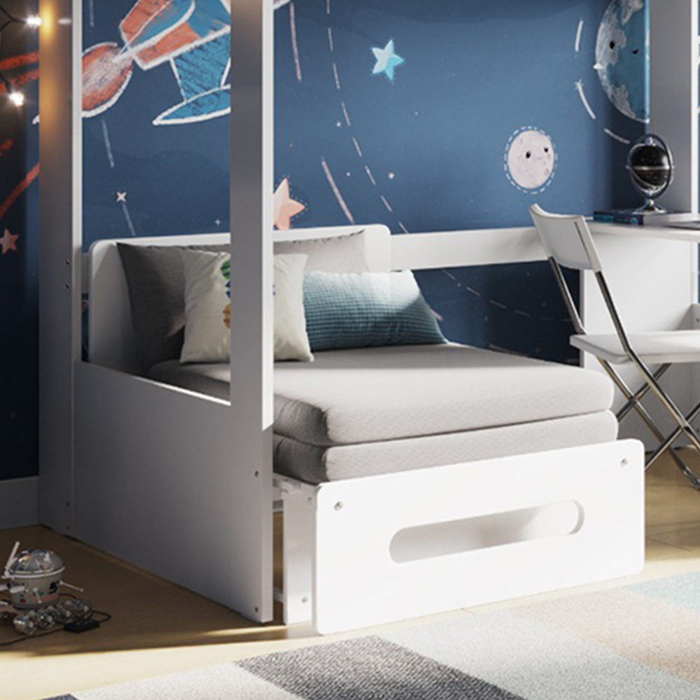 Flair Cosmic White Wooden High Sleeper with Charcoal Grey Futon Image 2