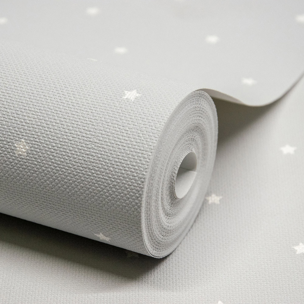 Grandeco Stars Nursery Grey Textured Wallpaper Image 2