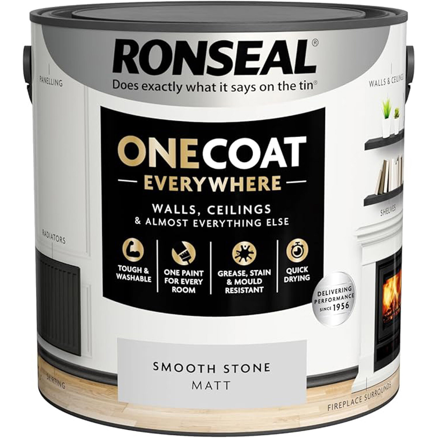 Ronseal One Coat Everywhere Interior Paint Smooth Stone 2.5l Image 2