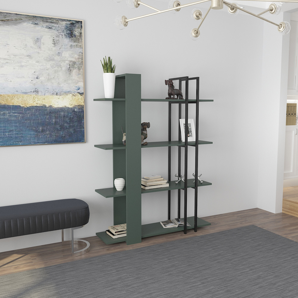 Decorotika Onno 4 Shelf Silva and Black Bookcase Image 3