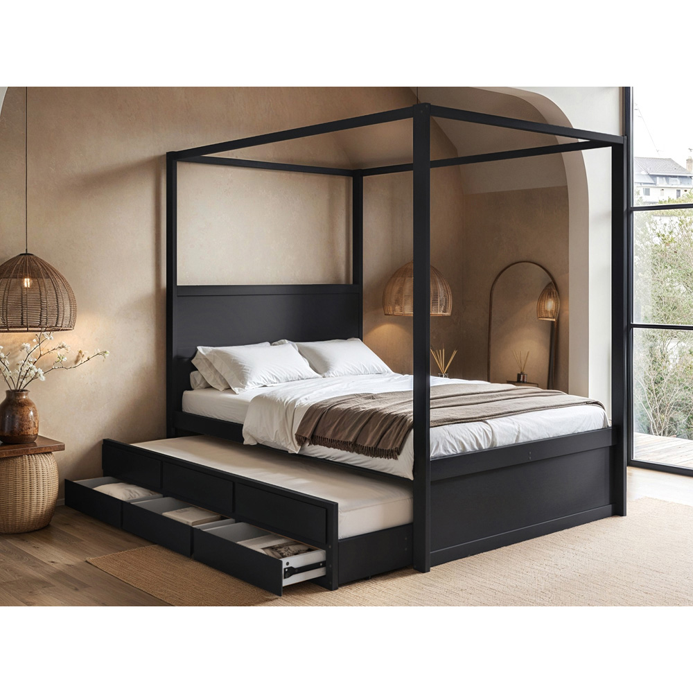 Flair Maddy 3 Drawer 4 Poster Double Bed Frame with Trundle Image 5