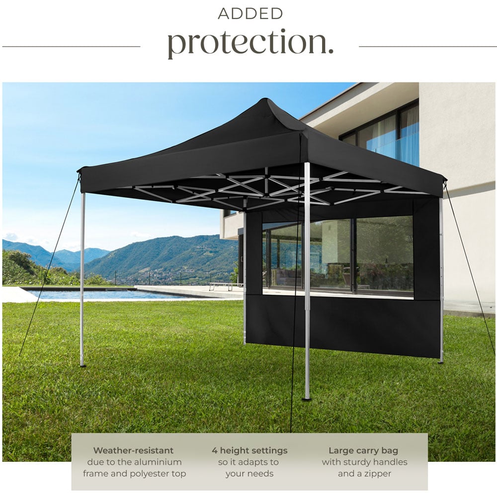 tectake Olivia 3 x 3m Black Aluminium Frame Gazebo with 4 Aide Panels Image 3