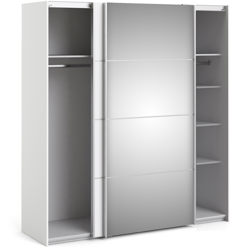 Verona 2 Door 5 Shelf White Mirrored Sliding Wardrobe Image 5