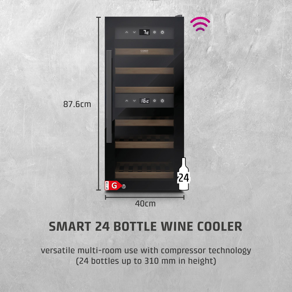 CASO Design WineExclusive 718 Black 24 Bottle Smart Wine Cooler Fridge Image 8