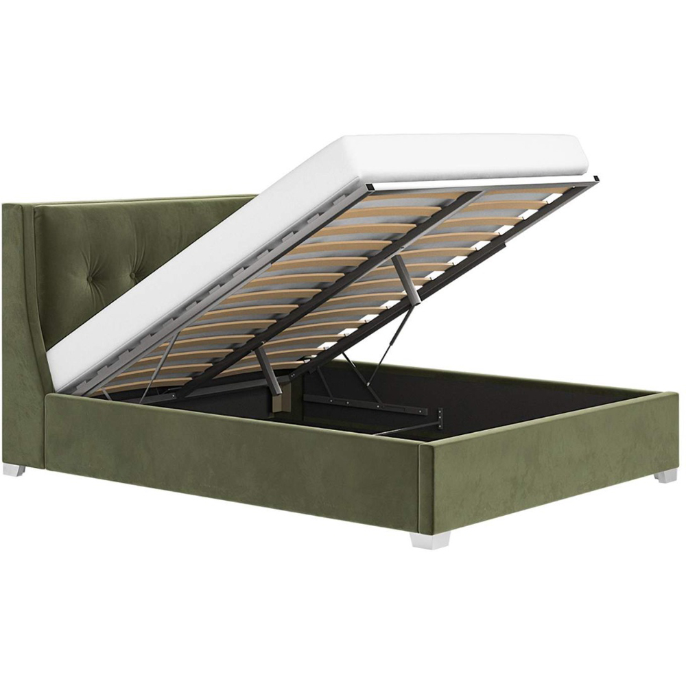Flair Artemis Double Khaki Velvet Cushioned Headboard Ottoman Bed Image 3