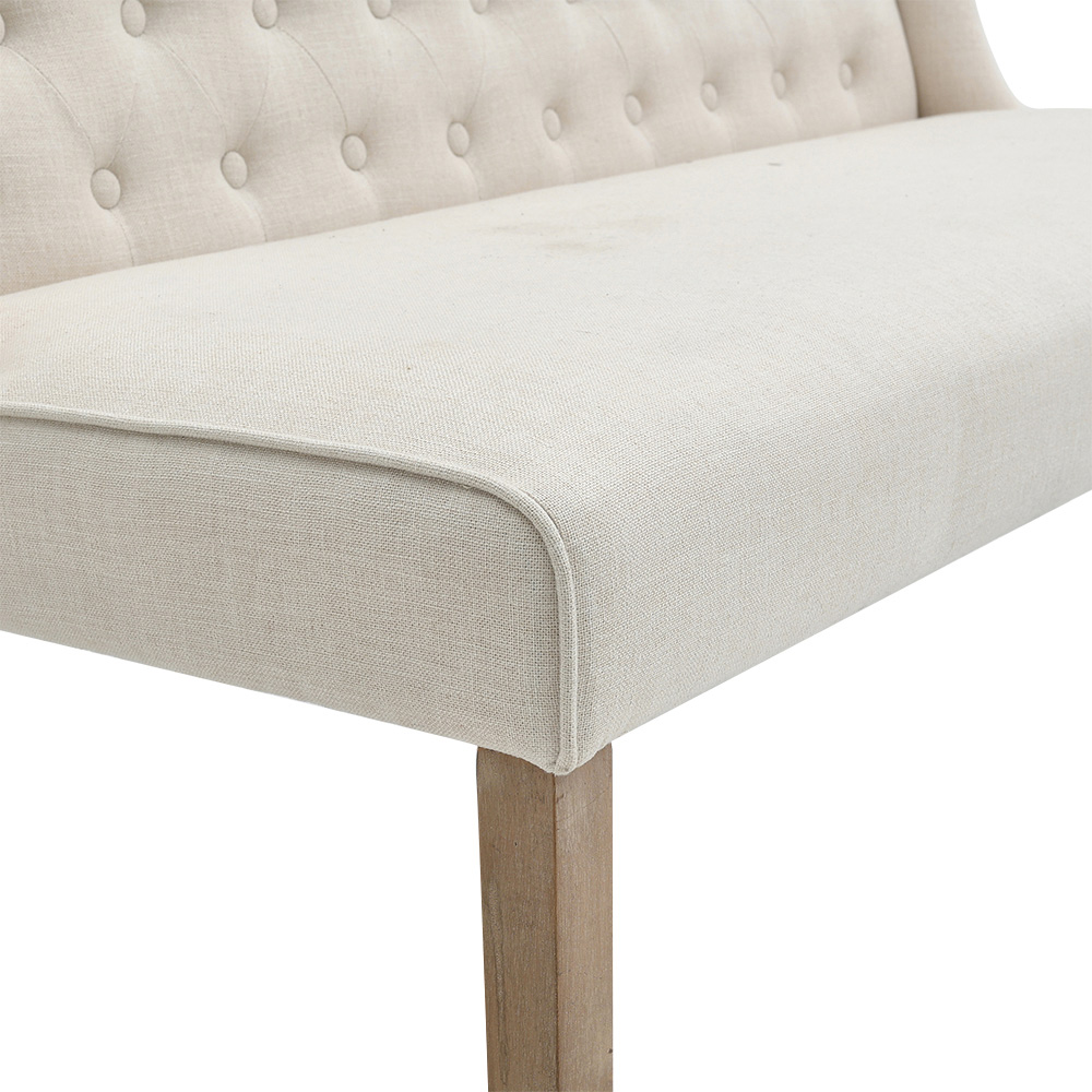 Living and Home 2 Seater Beige Upholstered Tufted Dining Bench Image 6