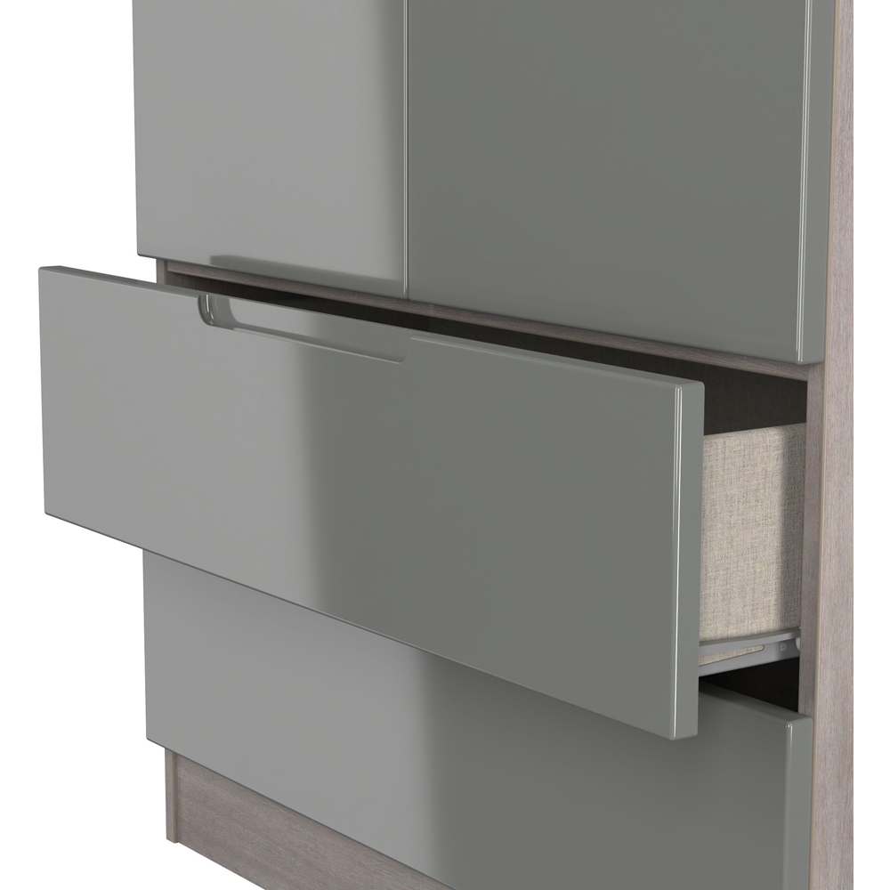 Crowndale Milan 2 Door 2 Drawer Grey Gloss and Grey Oak Tall Wardrobe Ready Assembled Image 7