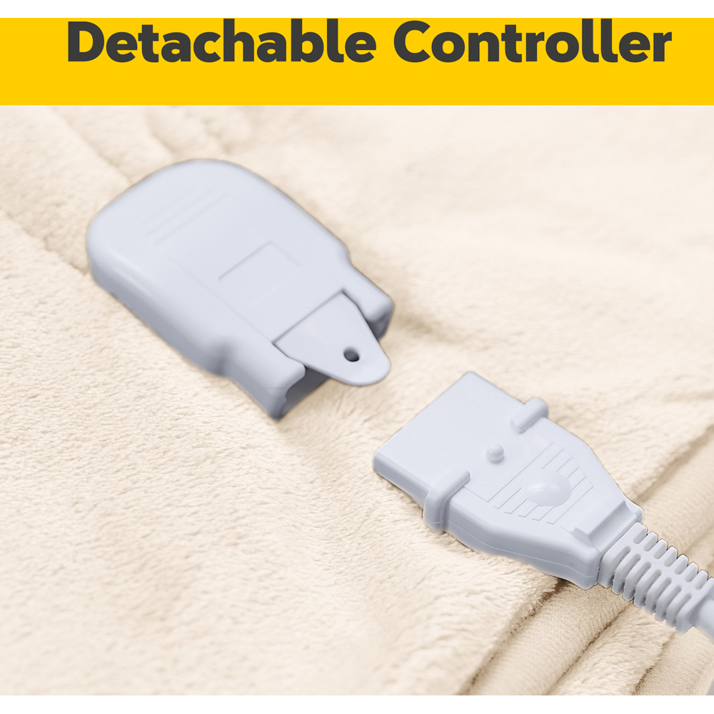 Air Pro Beige Double Flannel Heated Electric Blanket with Controller Image 7