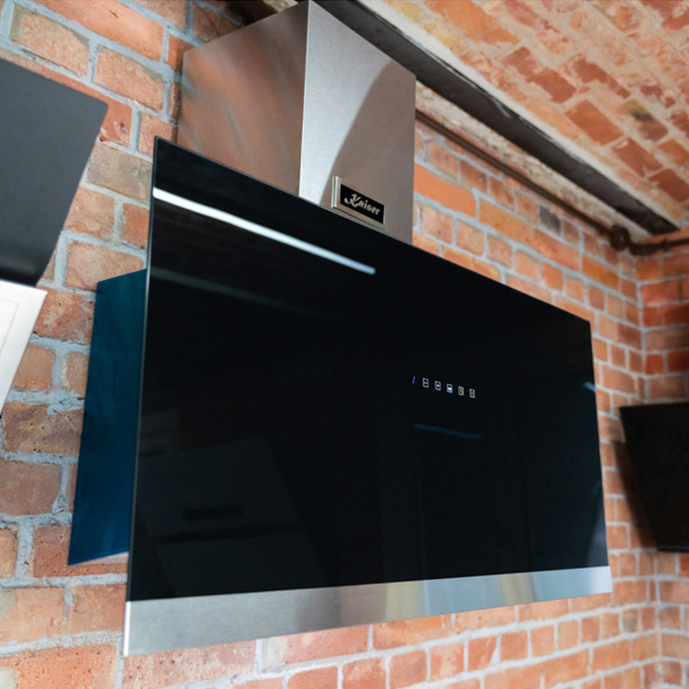 Kaiser Avantgarde Pro Black Glass 70cm Eco Wall Mounted Cooker Hood Image 2