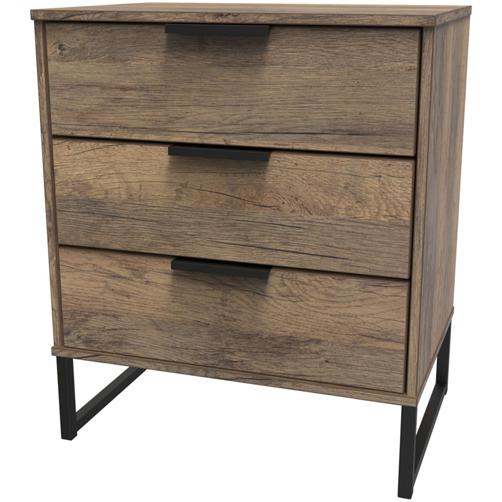 Crowndale Hong Kong 3 Drawer Vintage Oak Midi Chest of Drawers Ready Assembled Image 2