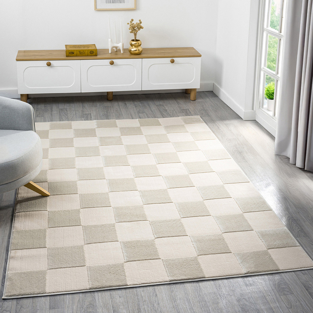 Desire Rugs Vellure Cream Metallic Sheen Grid Design Rug 200 x 290cm Image 5