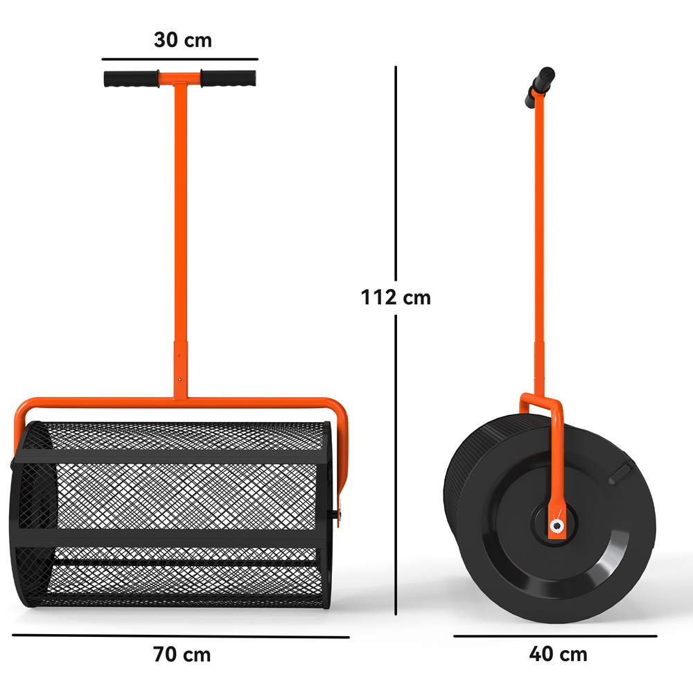 Outsunny Orange and Black Compost Spreader with Adjustable Handle 300L Image 9