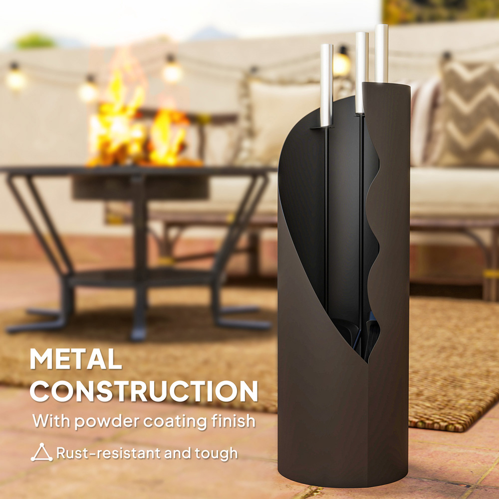 Outsunny 4 Piece Black Metal Fireplace Companion Set Image 8