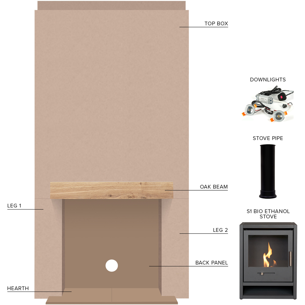 Acantha Charcoal Grey Pre-Built Stove Media Wall 1 with OKO S1 Bio Ethanol Stove Image 8