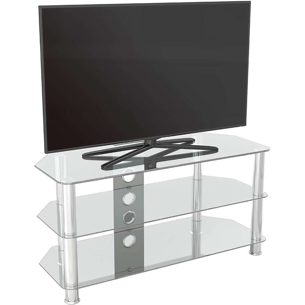 AVF Classic 3 Shelf Clear and Chrome Corner TV Stand Image 5