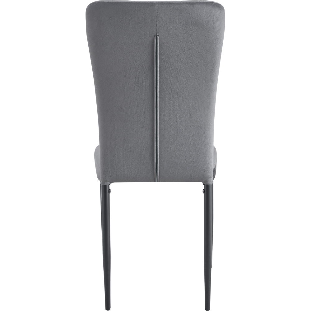 Elle Set of 4 Dark Grey Velvet Effect Plush Padded Upholstered Dining Chair Image 6