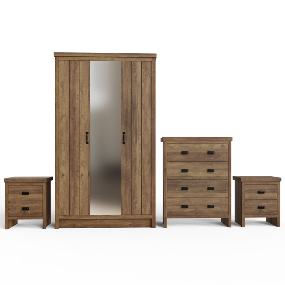 GFW Boston Knotty Oak 4 Piece Bedroom Furniture Set Image 3