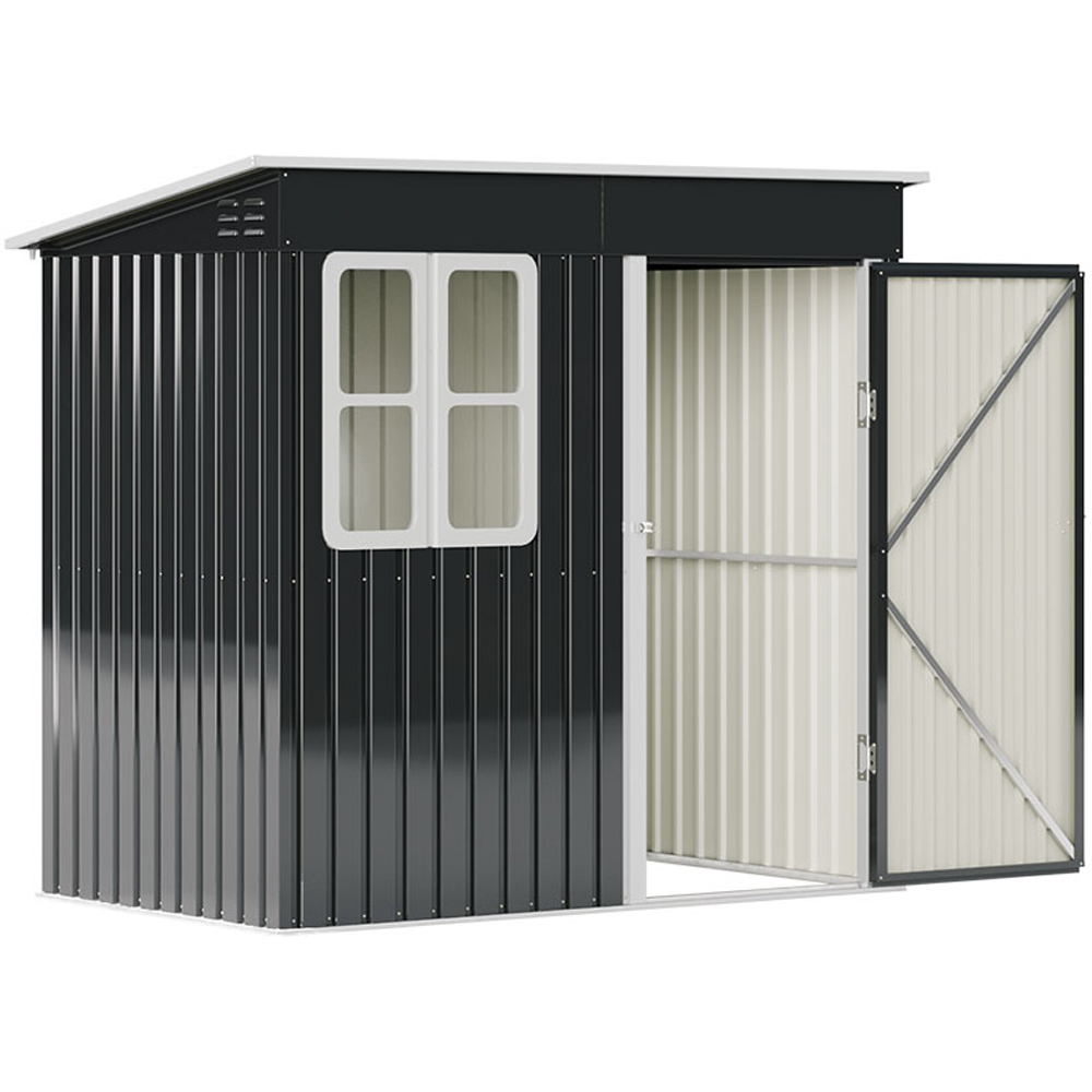 Living and Home 7 x 4ft Black Galvanised Metal Storage Shed with Window Image 4