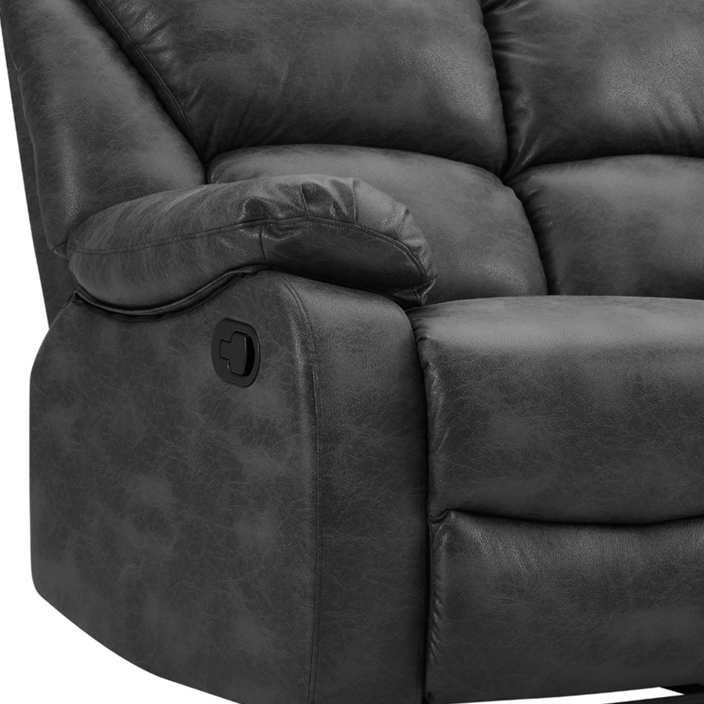 Home Detail Enoch 2 Seater Black Faux Leather Manual Recliner Sofa Image 7