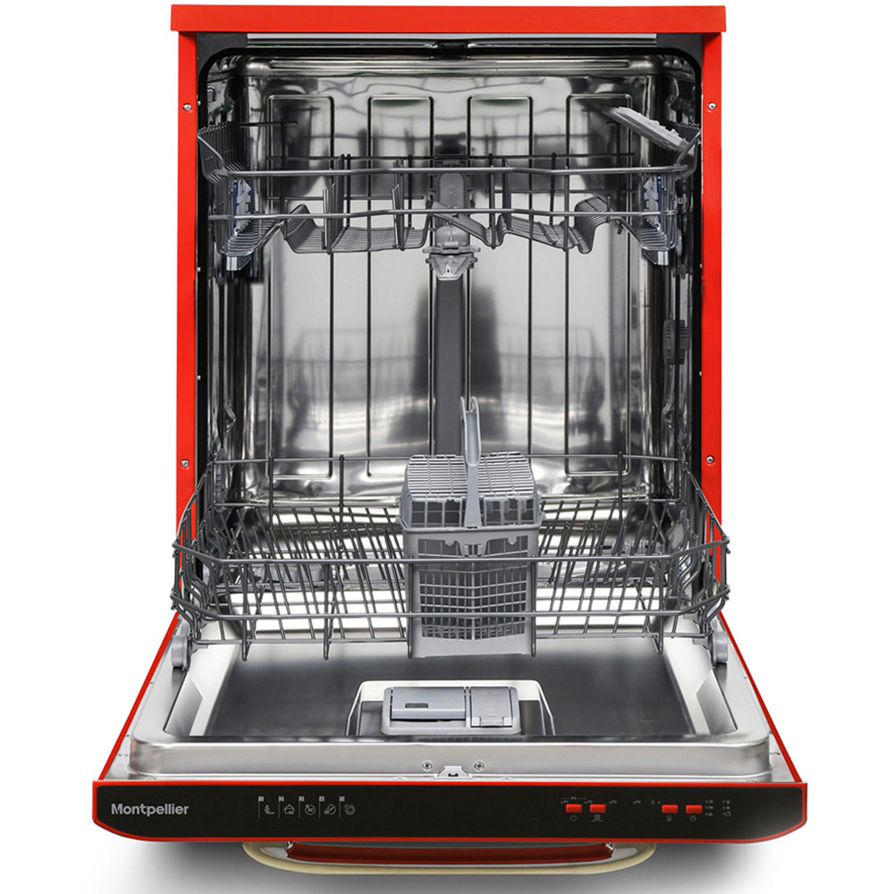 Montpellier MAB1353DR 60cm Red Wide Retro Dishwasher Image 4