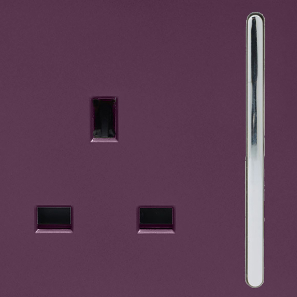 Trendi Switch 2 Gang 13amp Plum Purple Long Switched Plug Socket Image 2