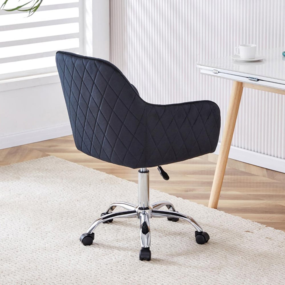 Portland Black Velvet Swivel Office Chair Image 4