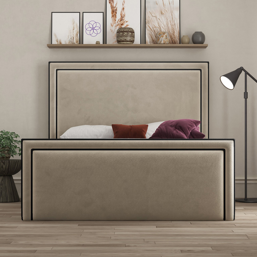 DS Living Verona Double Plush Cream Piping Bed Frame Image 4