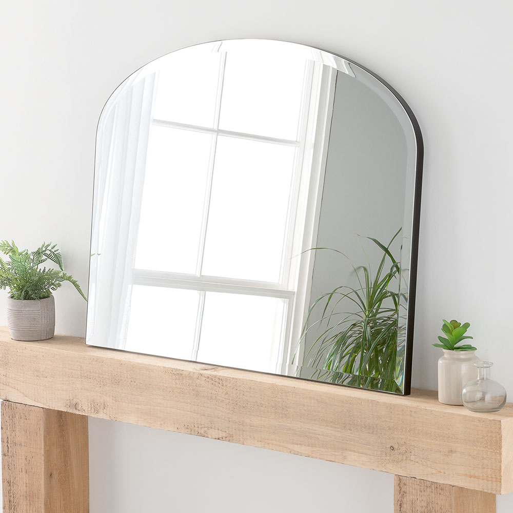 Yearn Black Arch Bevelled Overmantle Mirror 91 x 69cm Image 2