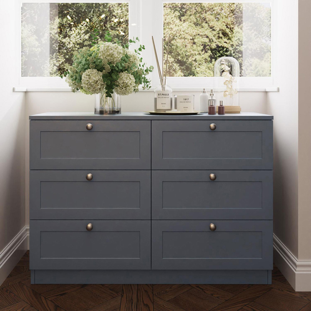 FWStyle Artus 6 Drawer Dark Grey Panelled Chest of Drawers Image 5