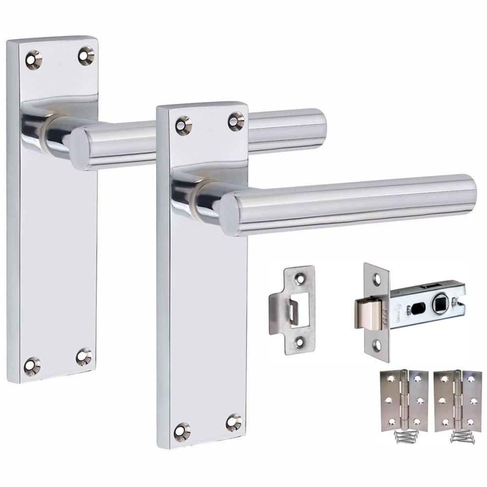 Golden Grace Victorian Straight T-Bar Polished Chrome Latch Handles Set 6 Pack Image 2