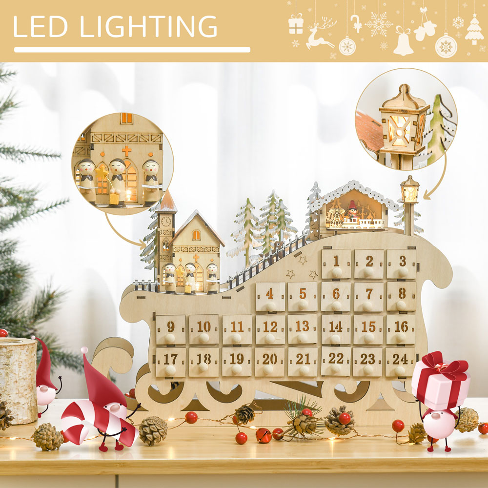 Everglow Light Up Wooden Village with Countdown Drawer Christmas Advent Calendar Image 4