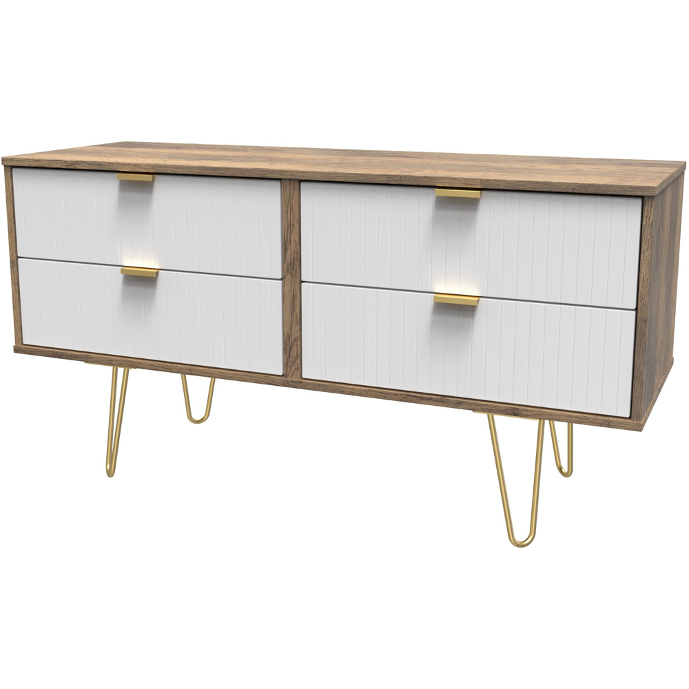 Crowndale 4 Drawer White Matt and Vintage Oak Chest of Drawers Ready Assembled Image 2