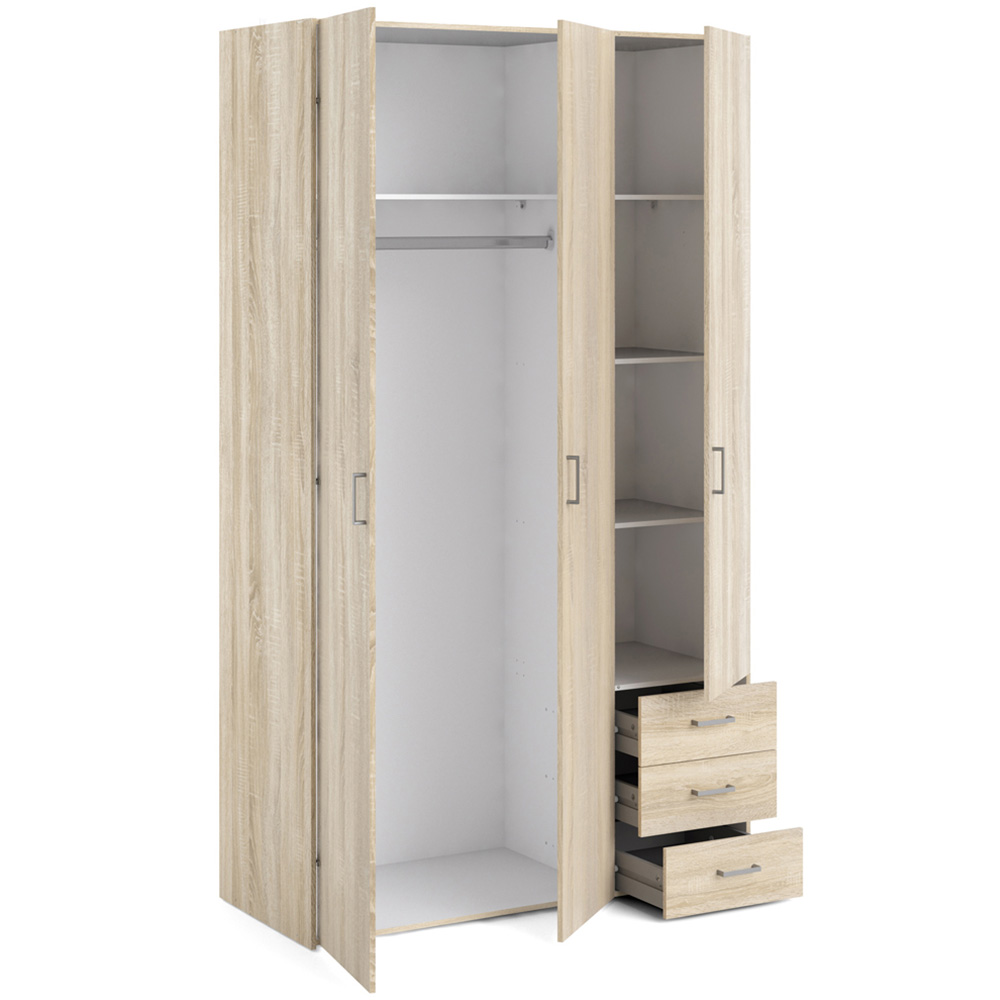 Florence Space 3 Door 3 Drawer Oak Wardrobe Image 4