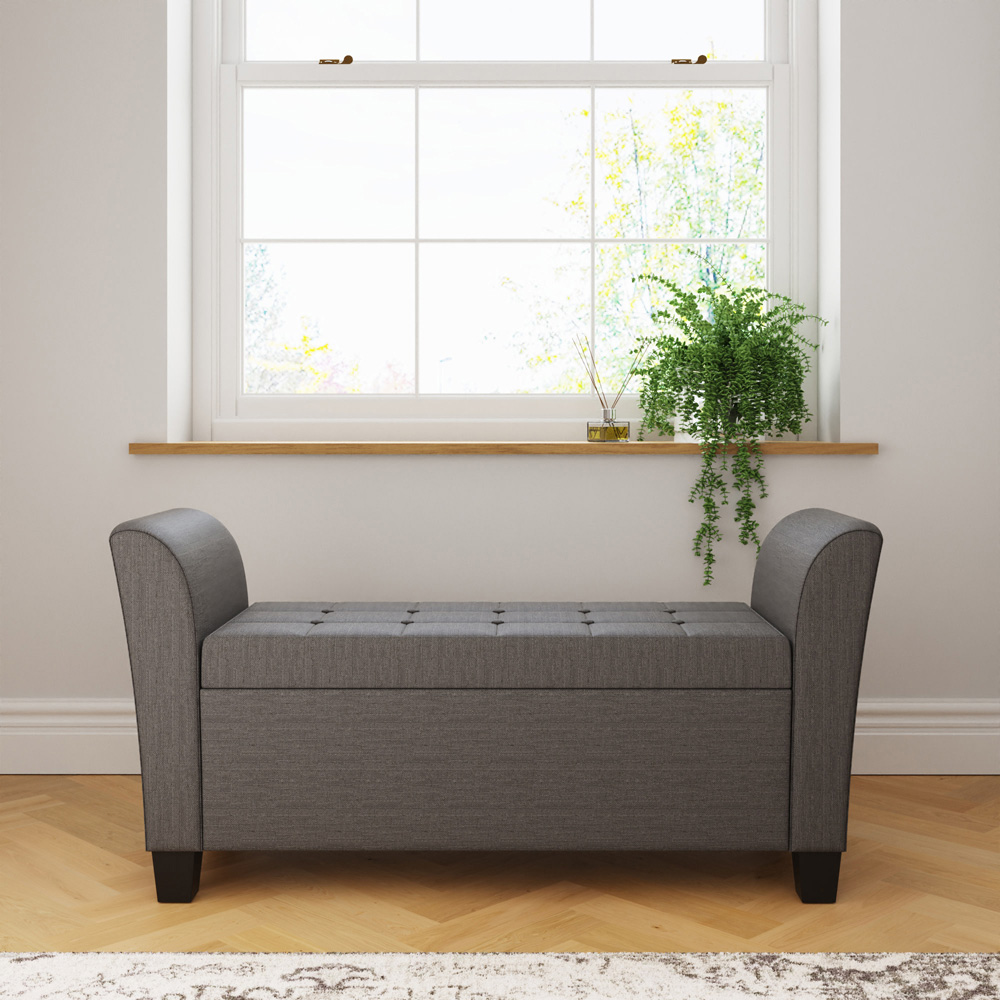 GFW Verona Charcoal Grey Upholstered Window Seat Image 6