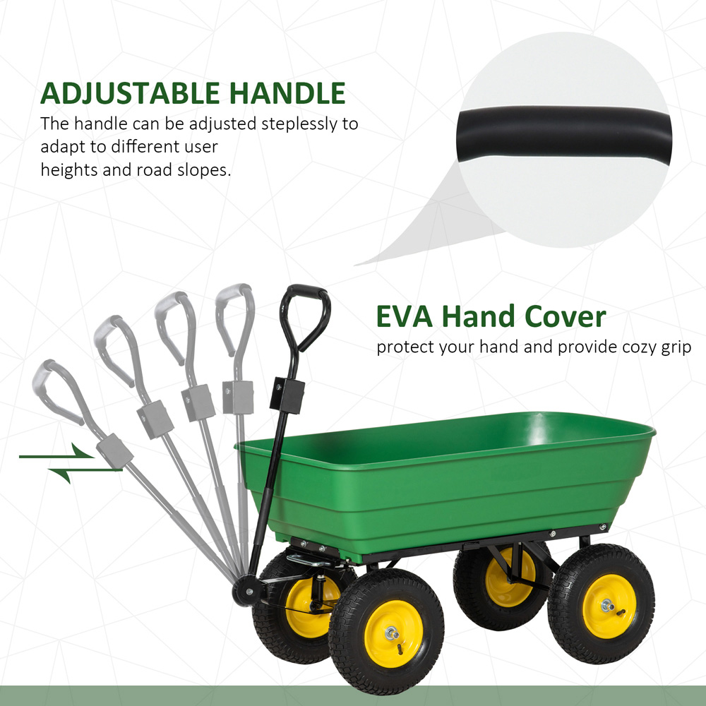 Outsunny 125L Green Heavy Duty Trolley Garden Cart Image 7
