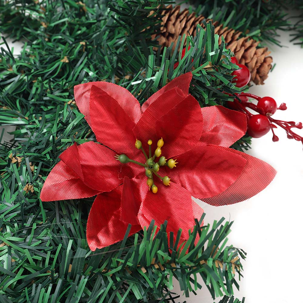 Living and Home Christmas Garland with Red Baubles Berries and Pinecones 270cm Image 4