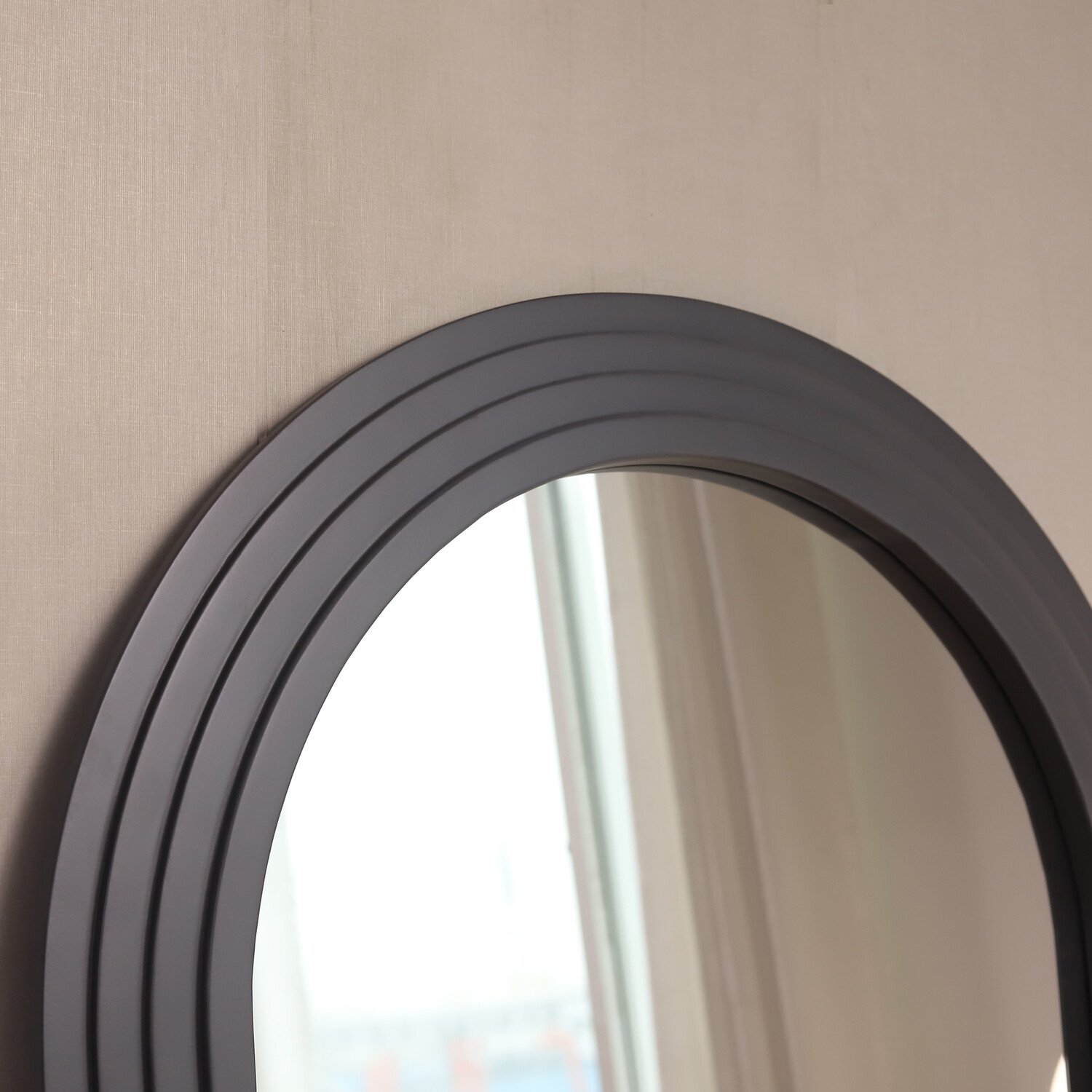 Evie Ridged Arch Lean To Mirror   Charcoal Image 5