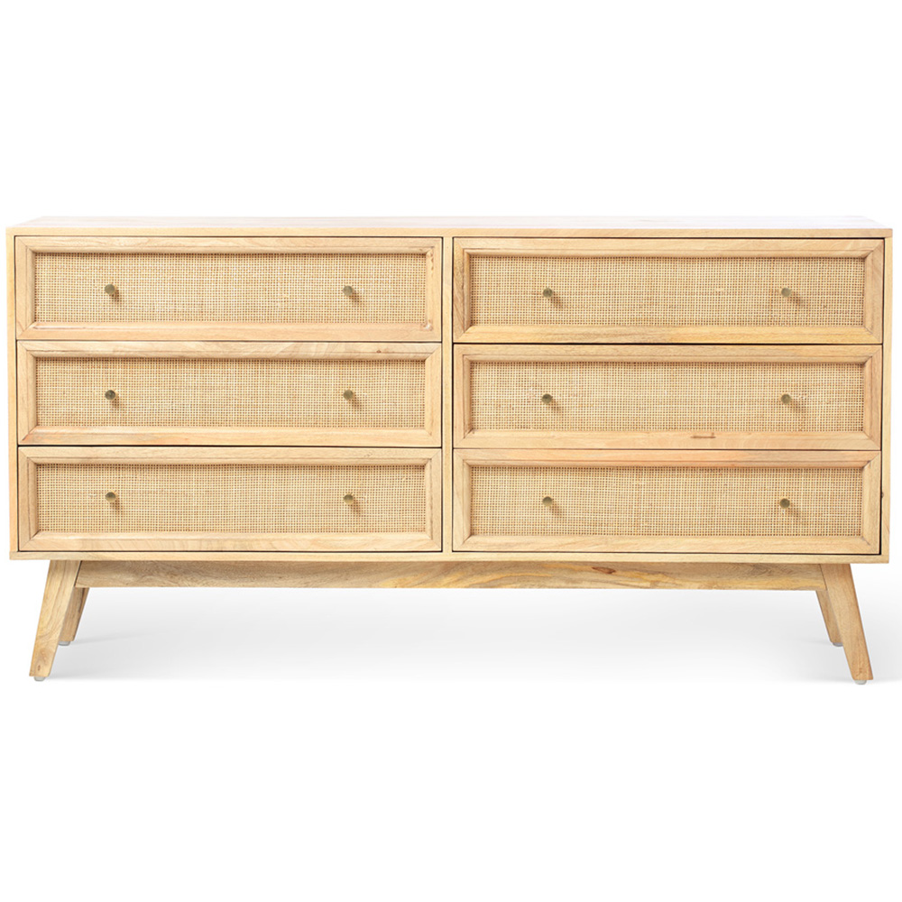 Desser Venice 6 Drawer Wide Natural Rattan and Mango Wood Chest of Drawers Image 2