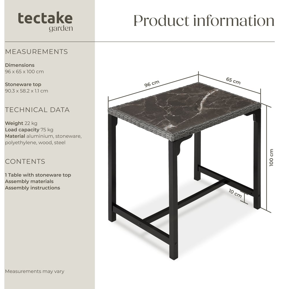 tectake 4 Seater Grey Polyrattan Garden Bar Bistro Table Image 9
