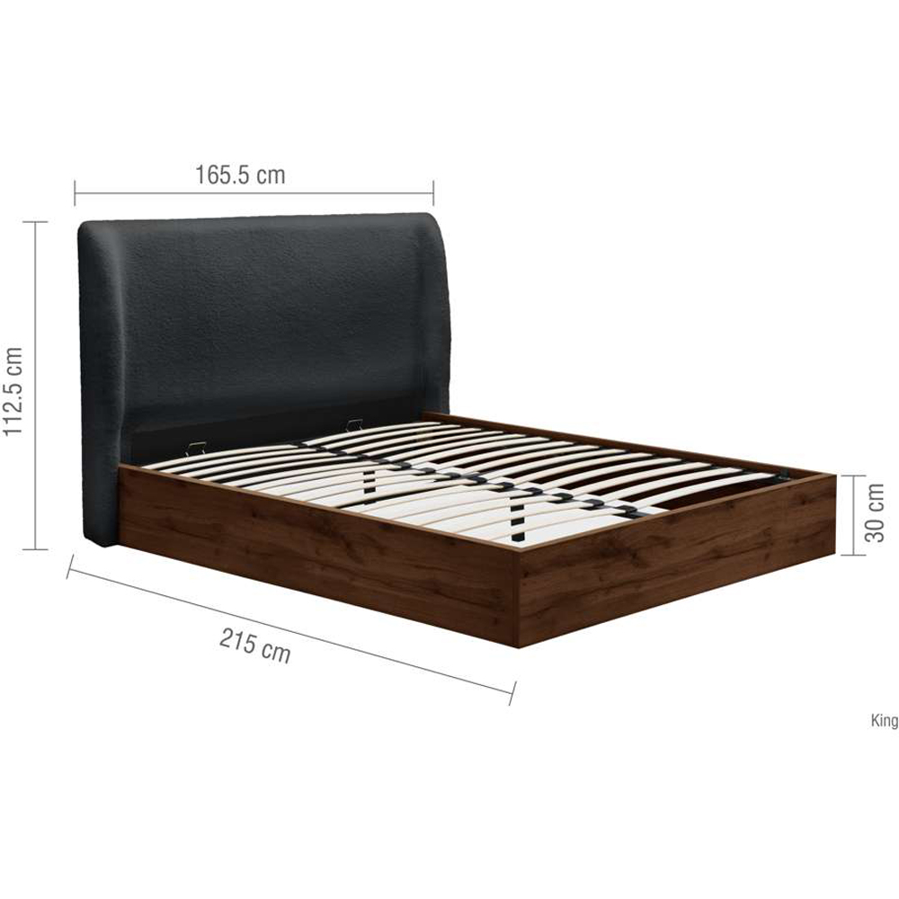 Birlea Halfden King Size Ottoman Bed with Boucle Winged Headboard Image 9