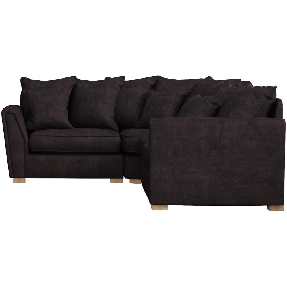 Wendleberry 3 Seater Ebony Plush Velvet Scatter Back Left Hand Corner Sofa Image 3