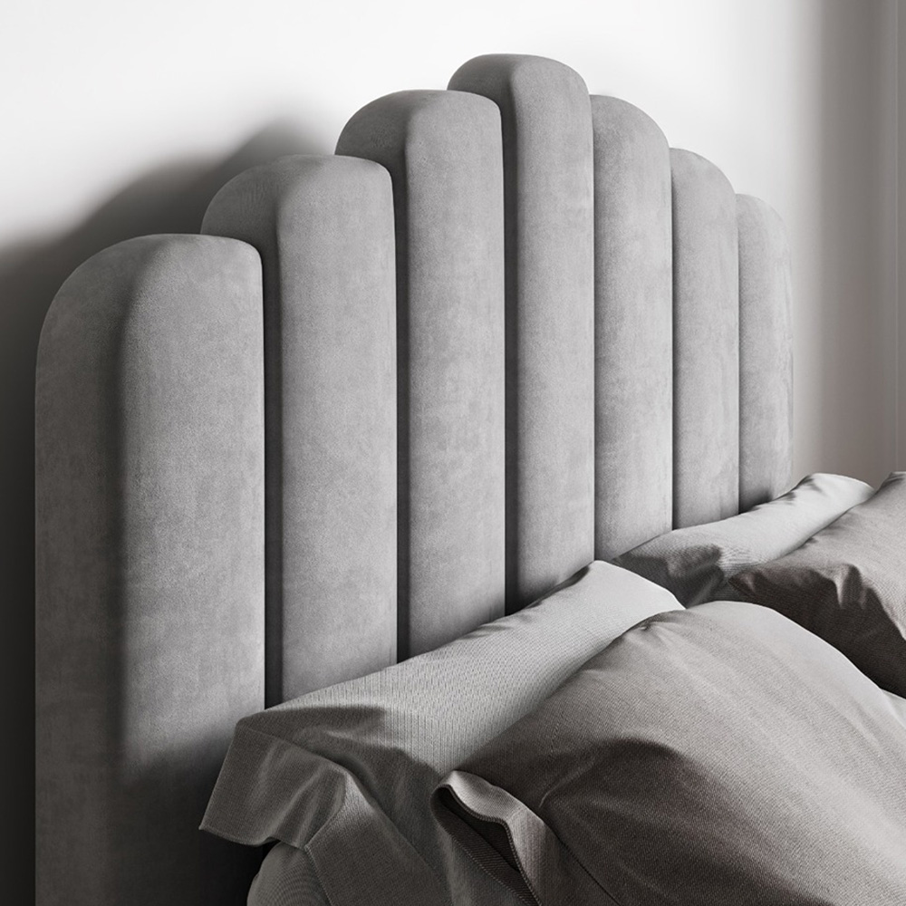 Flair Poseidon Double Silver Velvet Ottoman Bed Image 2