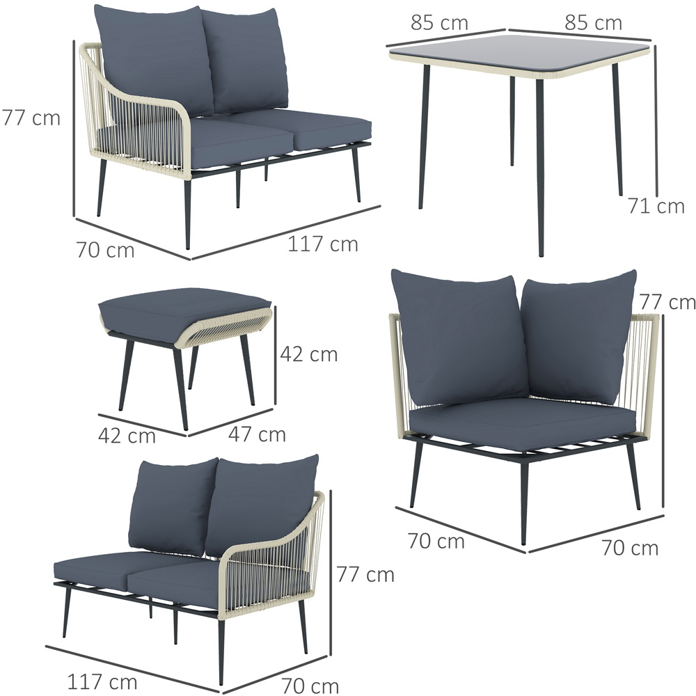 Outsunny 6 Seater Light Grey Garden Lounge Set Image 8