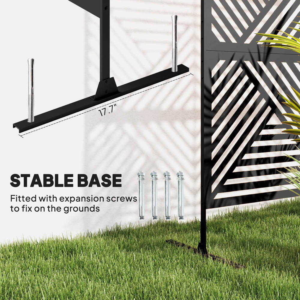 Outsunny Rhombus Black Outdoor Divider Privacy Panel with Stand Image 7