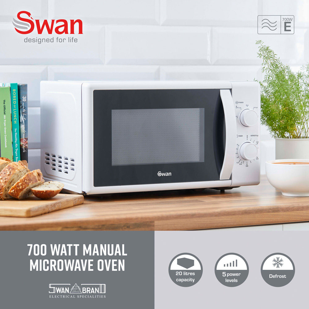 Swan SM4420WHT White Manual Microwave 20L 700W Image 2