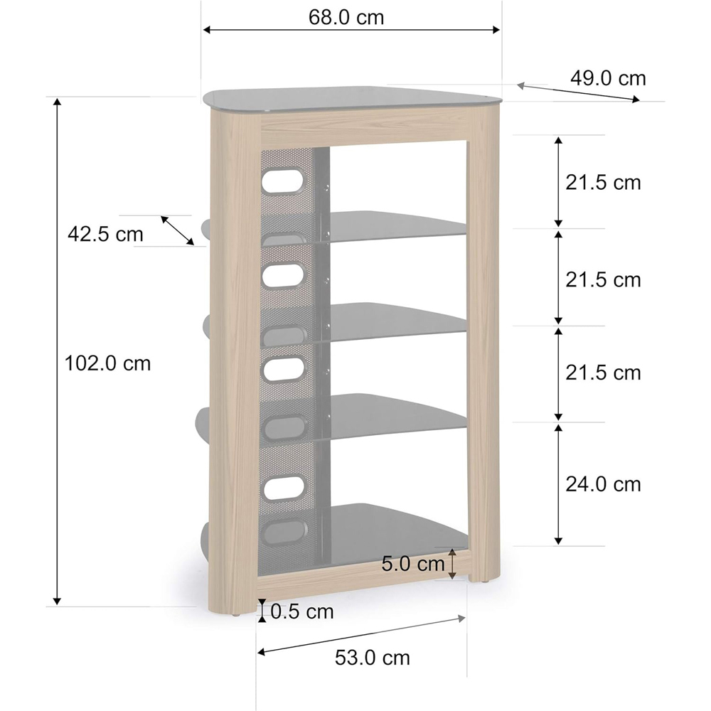 Centurion Supports Zinnia 5 Shelf Black with Oak Fascia Flat Screen Image 8