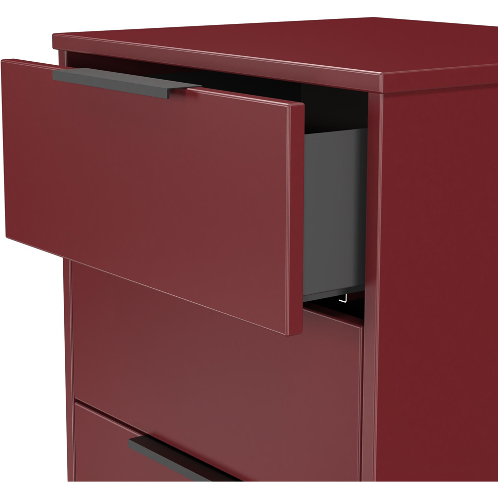Crowndale Hong Kong 5 Drawer Matt Red Tall Bedside Cabinet Ready Assembled Image 6
